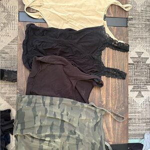 Stylish Women's Tank Tops Set - Black, Tan (Body Suit) and Camo